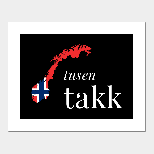 Tusen Takk, Thank You, Norwegian Word with Norway Flag Norwegian